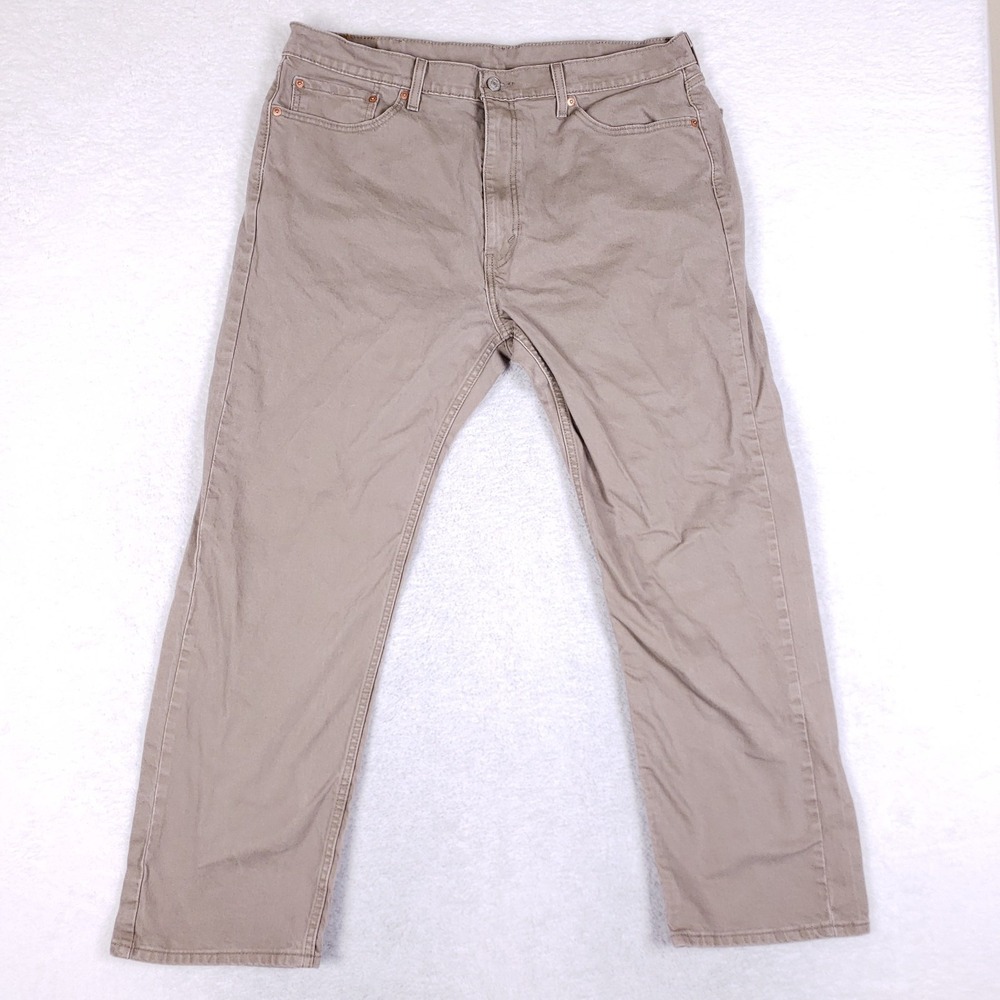 Levi's 505 Regular Fit Jeans Khaki Brown‎ 40x30 Straight Leg WaterLess Denim